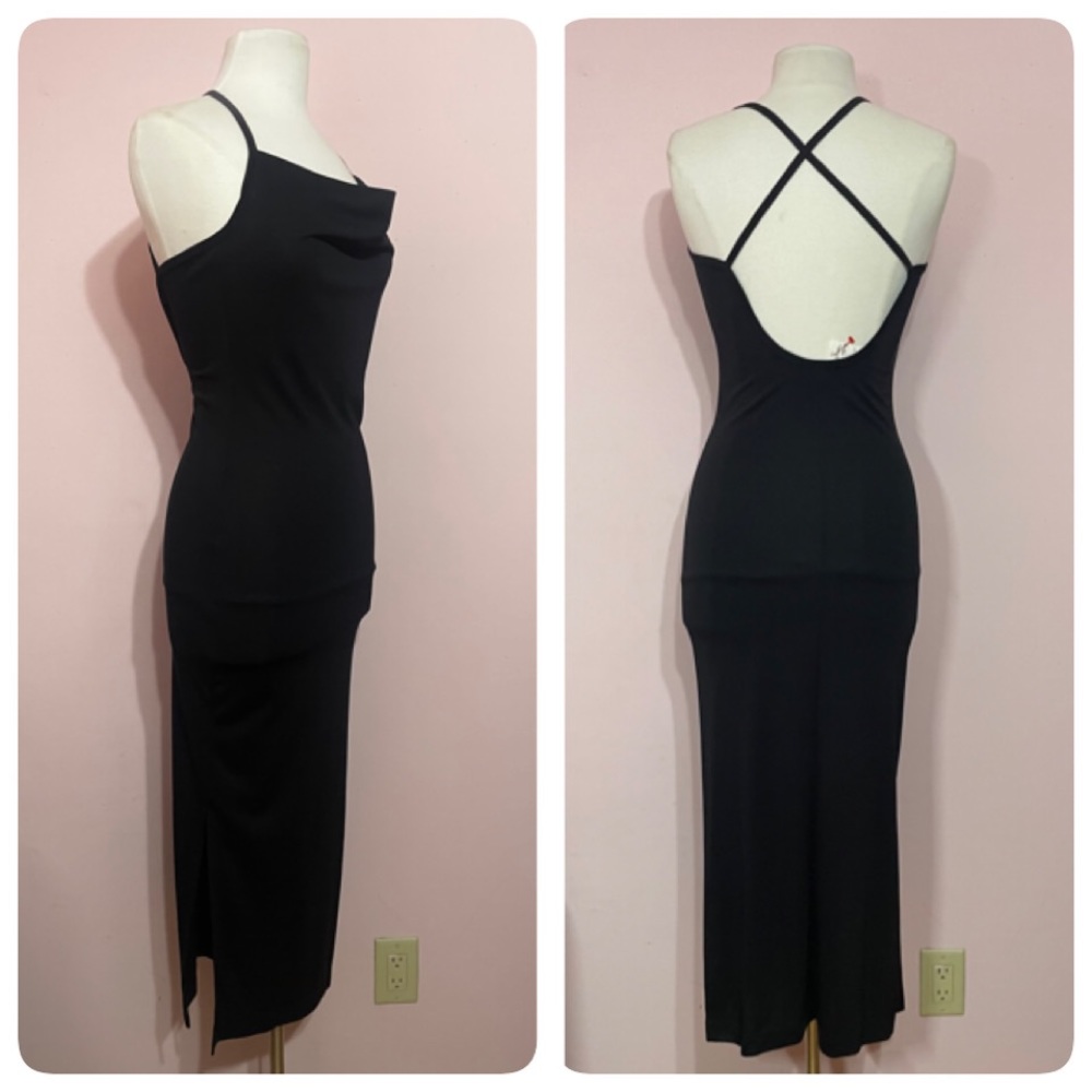 💄🩸💋 VINTAGE ARCHIVE DEFINITION COWL NECK CRISS BACK MIDI DRESS… NWOT…Sz S